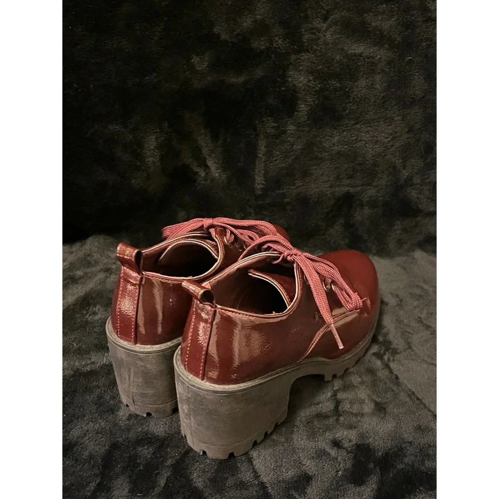 Dirty Laundry ILITA006 Platform Lace-up Shoes - Burgundy Women Size: US7.5/EU 38 - Picture 2 of 8